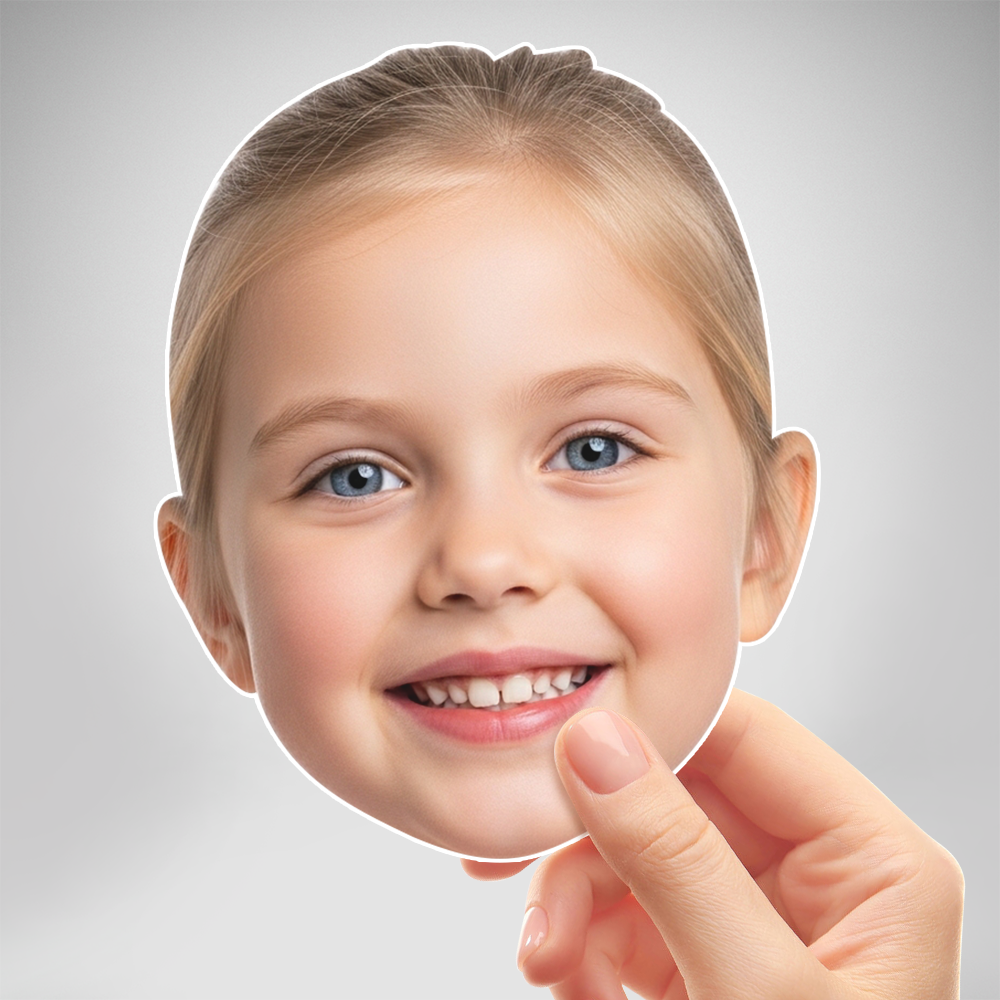 Custom mini big head cutout with personalized face photo decorations for parties and celebrations
