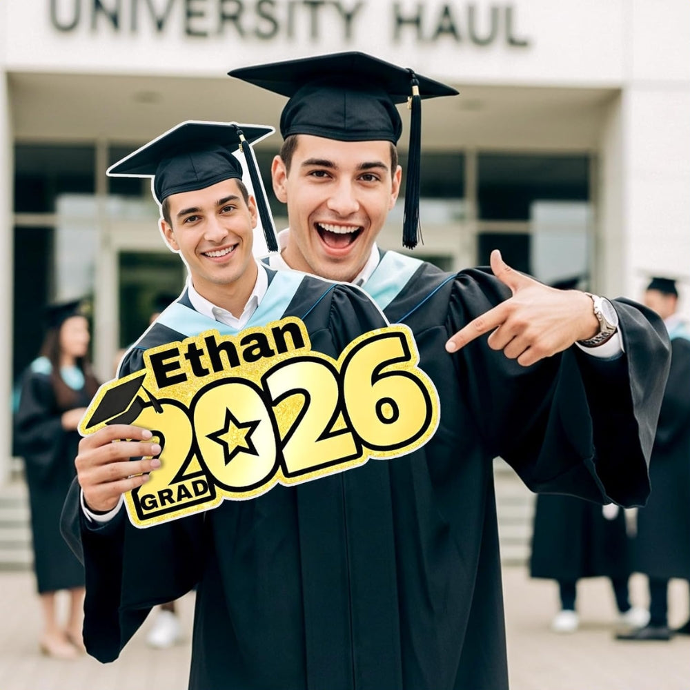 Custom 2026 graduation big head cutout with personalized Class of 2026 photo prop for graduates Main image