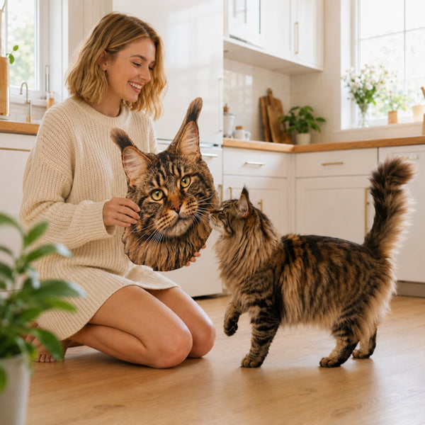 Custom cat face cutout photo prop with personalized pet portrait for home decoration and gifts