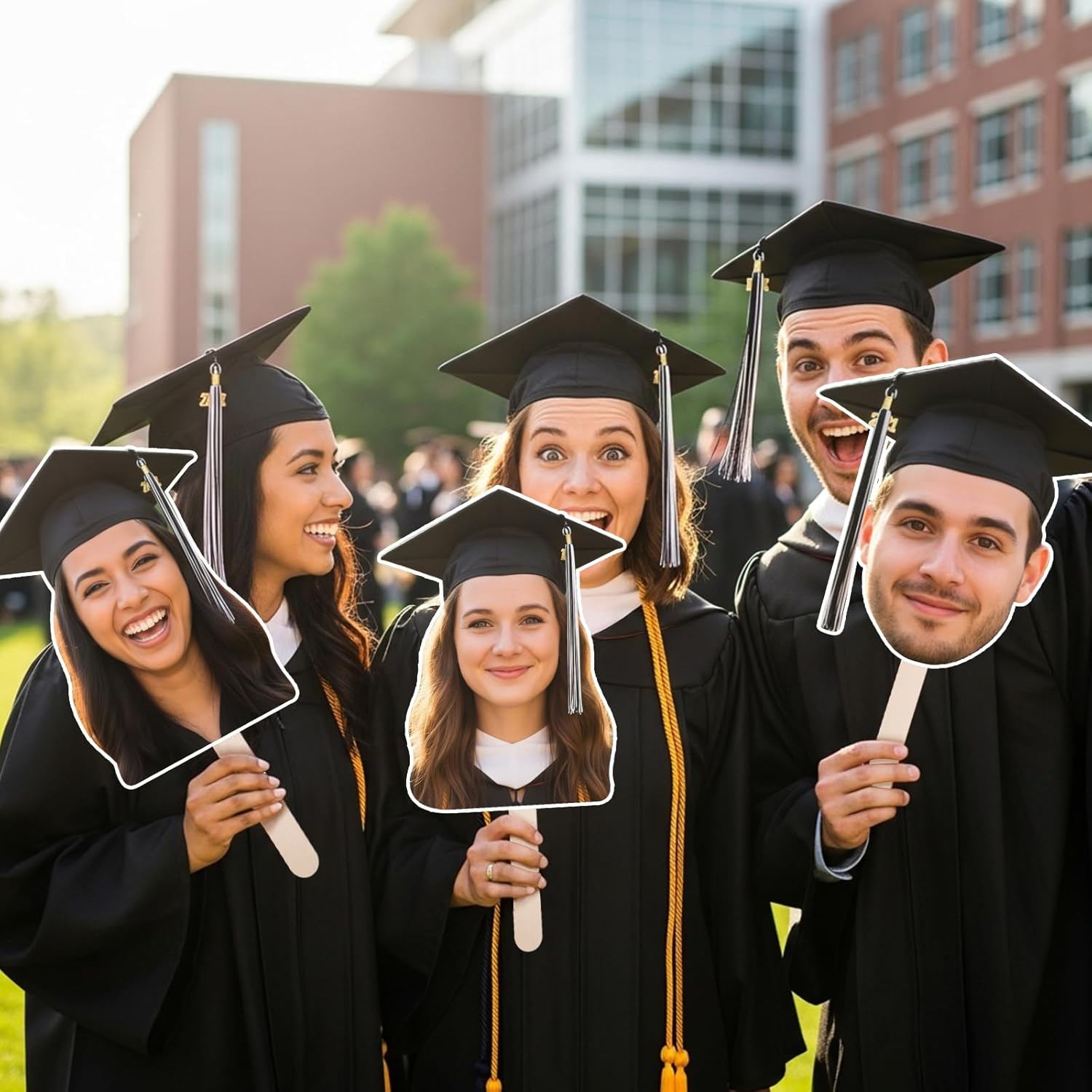Graduation big head cutout on a stick personalized photo prop for graduation celebrations